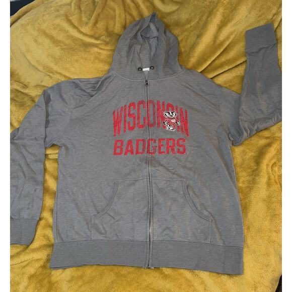 Men’s Green Wisconsin Badgers Jacket Hoodie Gray Blue 84 Sz XXL - Picture 1 of 7